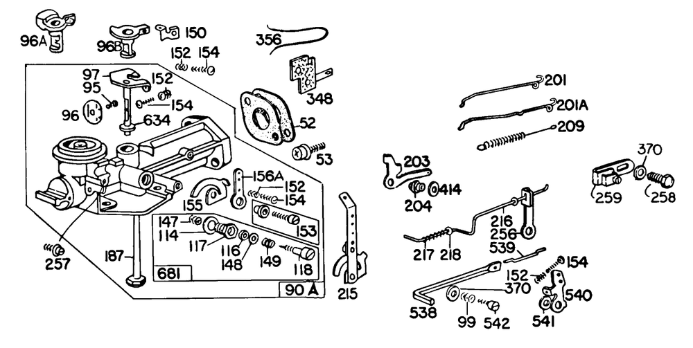 (2) Carburetor Assemblies 2 Diagram and Parts List for 80102-0189-XX  Briggs and Stratton Engine